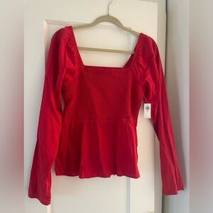 Red Long Sleeve Women's Top